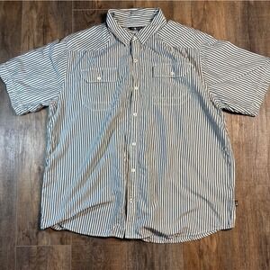 The North Face Mens XXL Button Down Short Sleeve Striped Shirt, Western, Pockets